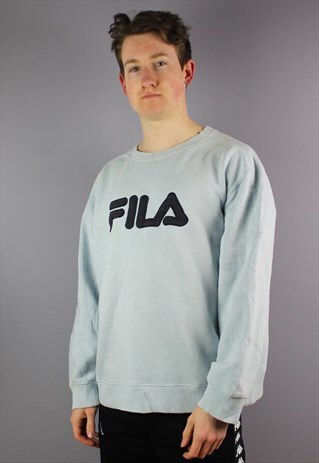 VINTAGE FILA SWEATSHIRT IN BLUE WITH EMBROIDERY