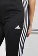 VINTAGE ADIDAS JOGGERS IN BLACK WITH SPELL OUT LOGO SMALL