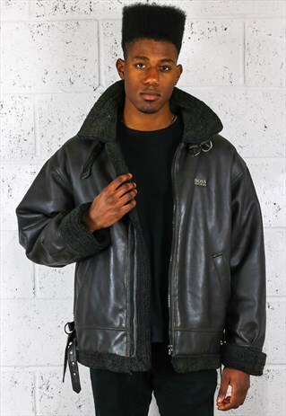 BLACK FAUX LEATHER JACKET
