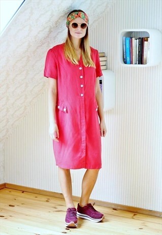 RED PINSTRIPE VINTAGE DRESS
