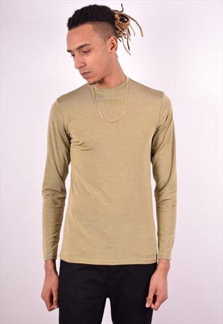 GIANFRANCO FERRE MENS VINTAGE TOP LONG SLEEVE SMALL KHAKI 90