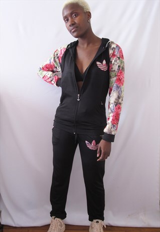 VINTAGE ADIDAS ORIGINALS BLACK & PINK TRACKSUIT ENSEMBLE