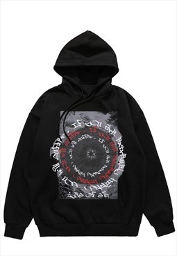 Pentagram hoodie Gothic pullover geometric raver top black