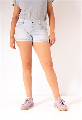 VINTAGE LEVI'S STRIPED STRETCH DENIM SHORTS BLUE/WHITE
