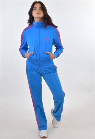 VINTAGE BLUE ADIDAS FULL TRACKSUIT JACKET TROUSER SUIT