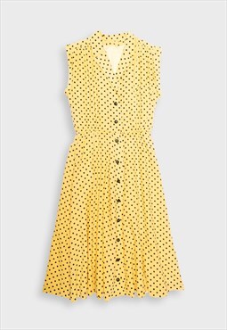 Yellow polka dot sleeveless dress