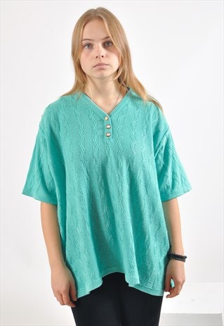 VINTAGE 80'S OVERSIZED BLOUSE IN GREEN