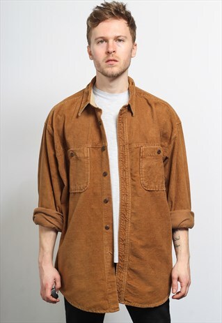 VINTAGE CORDUROY CORD SHIRT BROWN