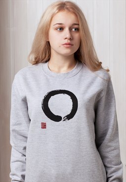 Enso Circle Sweatshirt - Japanese Calligraphy Jumper Women