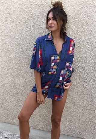 PATTERNED OVERSIZED RETRO VINTAGE UNISEX FESTIVAL SHIRT