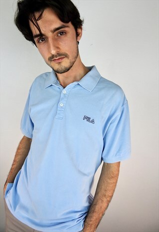VINTAGE FILA LIGHT BLUE POLO