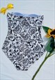 VINTAGE 90'S STRAPLESS FLORAL PATTERNED SWIMSUIT