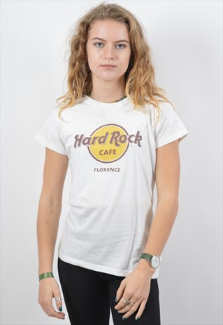 HARD ROCK CAFE WOMENS VINTAGE T-SHIRT TOP XS WHITE 90S