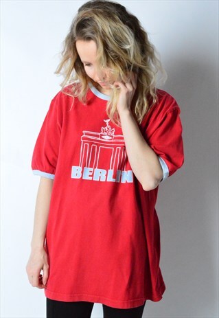 VINTAGE 90S UMBRO RED BERLIN T-SHIRT