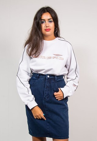 VINTAGE 90'S WHITE UMBRO POLYESTER SPORTS SWEATSHIRT