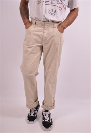 TOMMY HILFIGER MENS VINTAGE TROUSERS W34 L31 BEIGE 90S