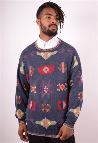 TIMBERLAND MENS VINTAGE JUMPER SWEATER LARGE MULTI 90S