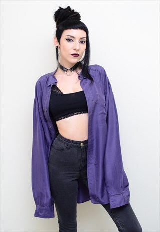 VINTAGE 90'S GENUINE SILK BLACKBERRY OVERSIZED SHIRT