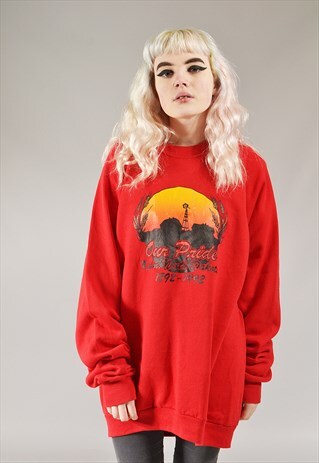 VINTAGE OUR PRIDE NORTH DAKOTA SWEATSHIRT RED