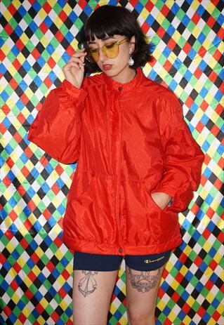 VINTAGE 80'S BRIGHT RED LIGHTWEIGHT JACKET