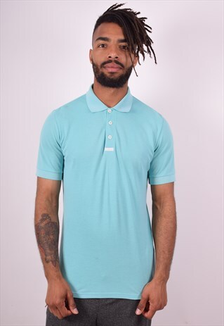ADIDAS MENS VINTAGE POLO SHIRT MEDIUM BLUE 90S