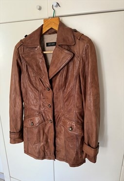 Vintage Julia S. Roma, Midi Brown Leather Jacket