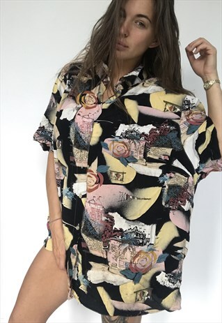 PATTERNED OVERSIZED RETRO VINTAGE UNISEX FESTIVAL SHIRT
