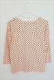 Y2K 00S PINK POLKA DOT OPEN FRONT JERSEY BLOUSE TOP