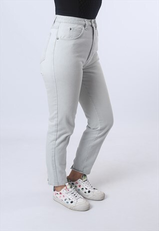 HIGH WAISTED DENIM JEANS TAPERED LEG VINTAGE UK 8 - 10 (G95U