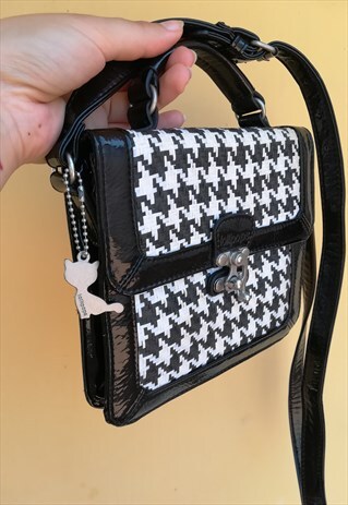90'S PIED DE POULE STRAW BAG