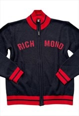 Vintage Y2k Richmond Knitted Dual Zip Jumper Black Red