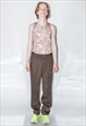 90'S VINTAGE SKATER FIT CLASSY TROUSERS IN DEEP OLIVE GREEN