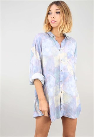 VINTAGE OVERSIZED LONG SLEEVE PATTERNED SHIRT