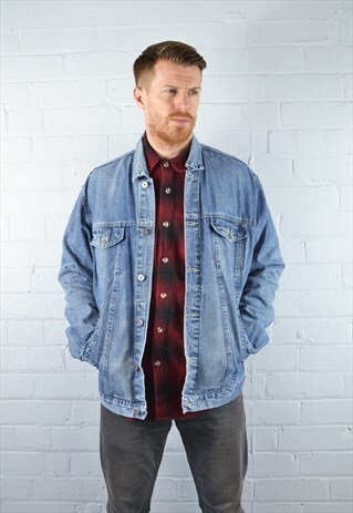 VINTAGE MID BLUE DISTRESSED DENIM JACKET