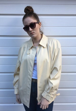 WOMENS VINTAGE 70S 80S BURBERRY JACKET YELLOW HARRINGTON