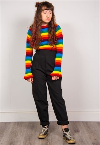 VINTAGE 90'S BLACK HIGH WAIST TAPERED TROUSERS