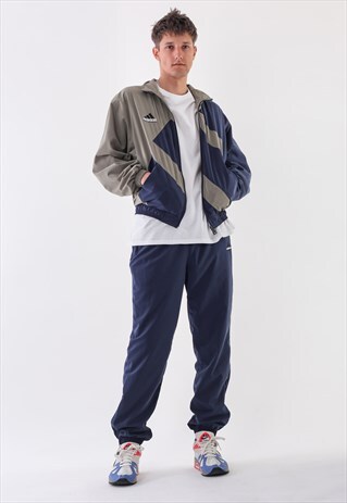 VINTAGE ADIDAS EQUIPMENT SUIT JACKET AND PANTS 90S BLUE GREY
