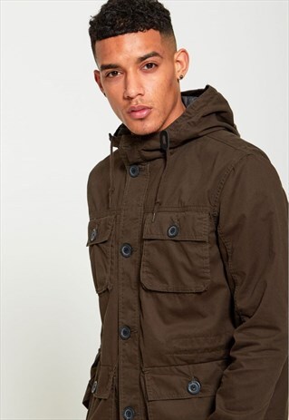 MENS BRAVE SOUL KHAKI BUTTON UP JACKET