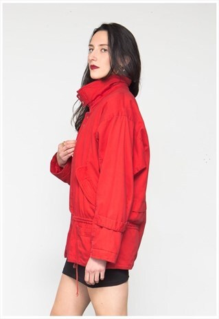 VINTAGE 80'S RED CASUAL DENIM JACKET COAT