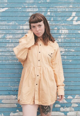 VINTAGE REWORKED MUSTARD SMOCK SHIRT DRESS