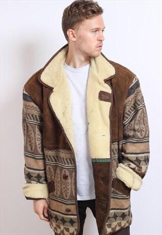 VINTAGE AZTEC FLEECE LINED JACKET