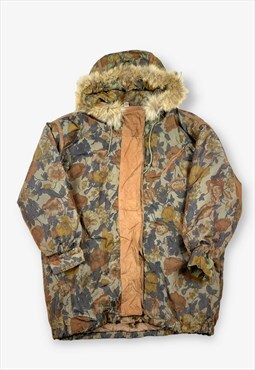 Vintage 90s Floral Patterned Camouflage Coat M BV15574