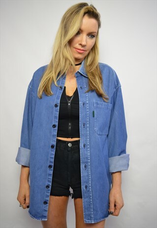 90S PAUL SMITH JEANS OVERSIZED MEDIUM BLUE WASH DENIM SHIRT