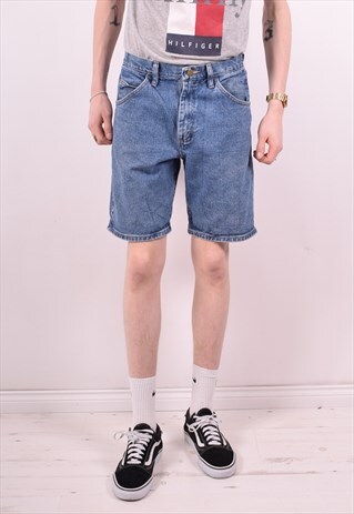 WRANGLER MENS VINTAGE DENIM SHORTS W30 BLUE 90S