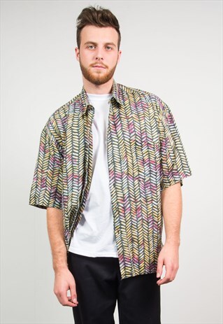 VINTAGE SHORT SLEEVE SHIRT RETRO PATTERN 90'S