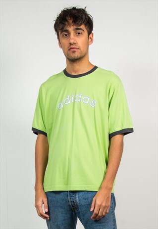 VINTAGE ADIDAS T-SHIRT SPELL OUT RINGER