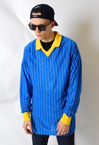VINTAGE 90S BLUE STRIPED SPORTS JERSEY SHIRT
