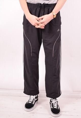 ADIDAS MENS VINTAGE TRACKSUIT TROUSERS MEDIUM BLACK 90S