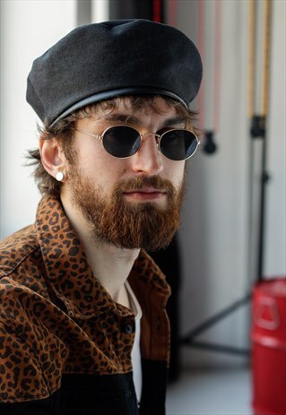DENIM BERET HAT IN BLACK