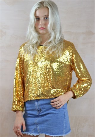 SHINY SHINY PURE GOLD TINY SEQUIN TOP